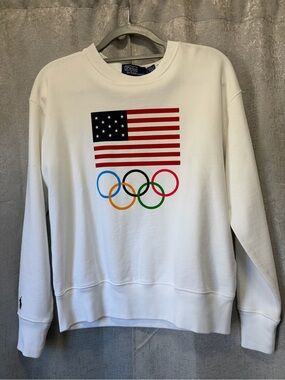 Polo by Ralph Lauren White Olympic Rings & American Flag Crewneck